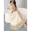 Women Floral Print Maxi Dress V‑Neck Long Sleeve Loose Casual Abaya Muslim Long Party Dress