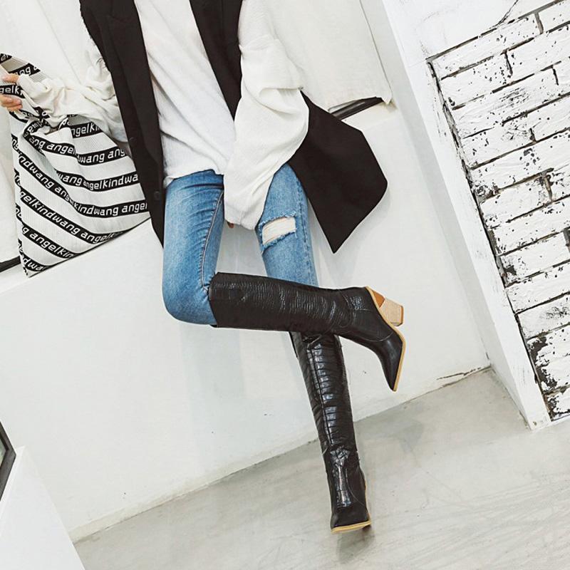 Women's High Heels Knee High Boots Western Cowboy Boots Women Winter Shoes Pointed Toe Ladies Motorcycle Boots Custom WSH3458
