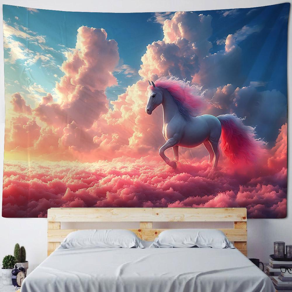 Dreamy Unicorn Tapestry Wall Hanging Hippie Home Bedroom Party Background Poster Cartoon Horse Dormitory Hanging Cloth Blanket