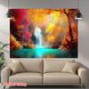 2D Flat Printed Autumn Waterfall Forest Background Cloth