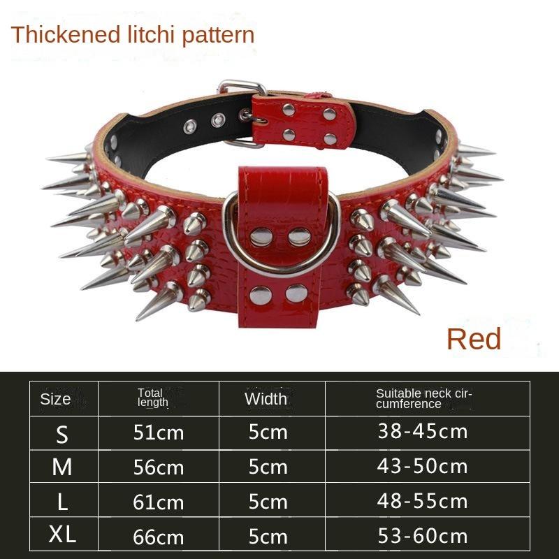Wide Luxurious Leather Dog Collar Sharp Spike Studded Dog Collars for Rottweiler Pitbull Large X-Large Training Dogs