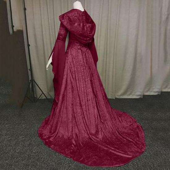 Medieval Retro Women's Cosplay Corset Wedding Dress with Hood - 4 Colors