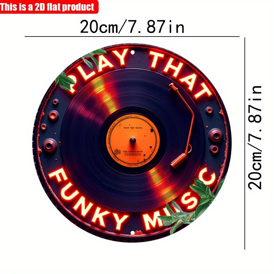 

2D плоский 20*20 см 1 шт ретро виниловая пластинка неоновый логотип подвесное настенное украшение, модная музыкальная тема красочное деревянное произведение искусства, подходит для дома, гаража, 20*20cm