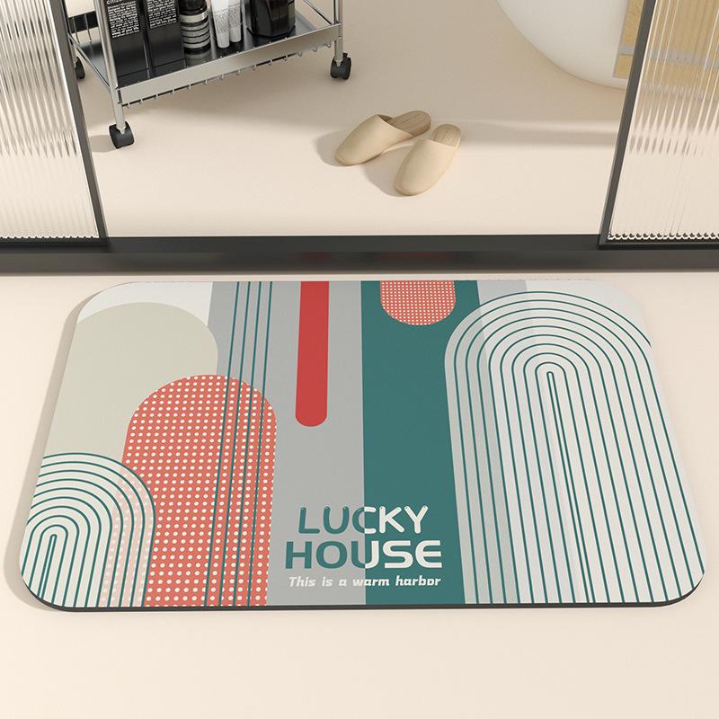 Geometric Diatom Mud Bathroom Mat - Dirt & Wear Resistant, Easy-to-Clean, In Stock