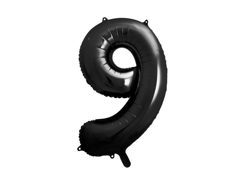 Balon Foliowy Cyfra 9 Czarna, 86Cm