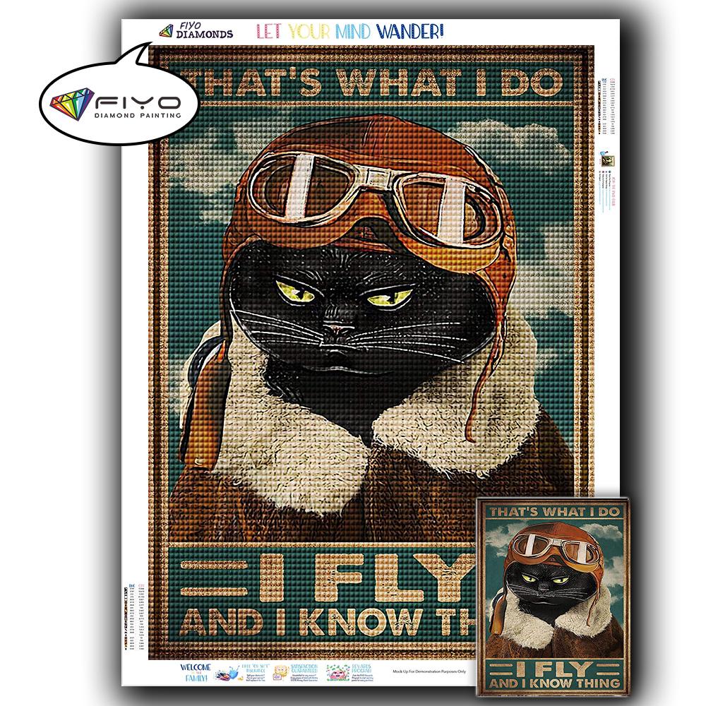 5D DIY Diamond Painting Black Cat Diamond Embroidery Vintage Cartoon Cross Stitch Picture Of Rhinestones Home Decor