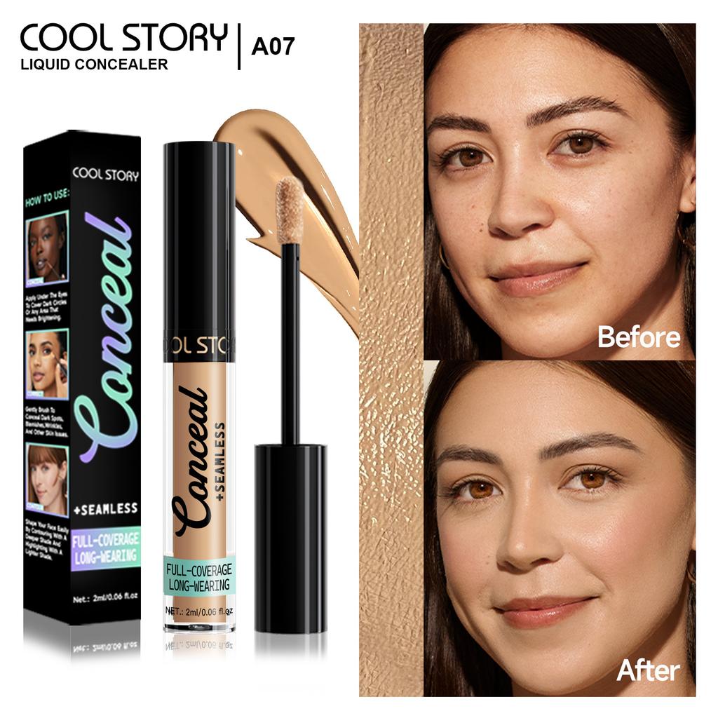 Concealer Covers Acne Marks, Dark Circles, Spots, Tattoos, Scars, Contouring Foundation, Long-lasting Waterproof and Quick-drying Liquid Concealer