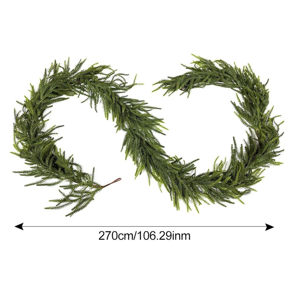 150cm/180cm/270cm Christmas Pine Garland Artificial Faux Pine Christmas Greenery Seasonal Decor Outdoor Christmas Decorations