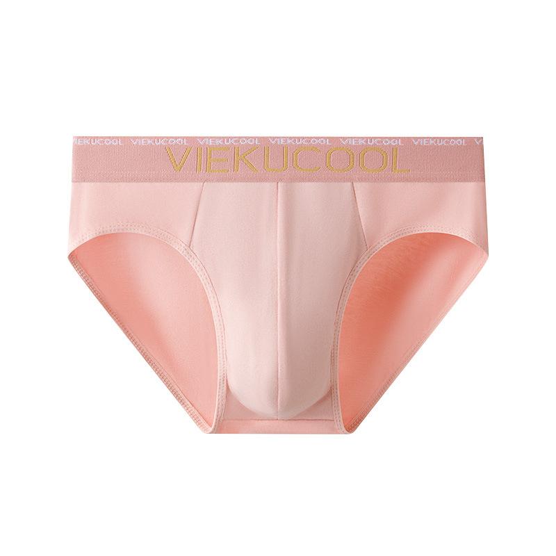 New Men s Spring and Summer Pure Cotton Antibacterial Crotch Breathable Briefs L розовый