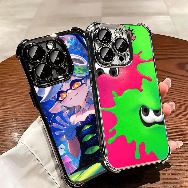 S-Splatoons Game Soft Phone Case For iPhone 15 16 17 Air 14 Pro Max 16E Plus 13 12 Mini Plating Anti-Fall Fundas