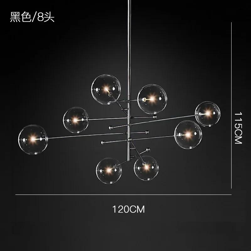 Gold or Black LED Chandeliers Modern Nordic  Clear Glass Ball Chandelier Lighting Living Room Restaurant Bedroom Hanging Lamp
