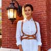 Brown Leather Harness Women Body Chest Strap – Adjustable Fashion Accessories