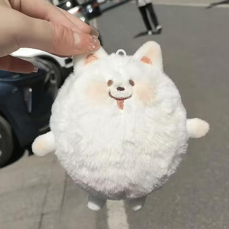 

1Pcs Doll Keychain 9Cm Spherical Samoyed Cartoon Cute Plush Doll Pendant Bag Accessories Key Ring Fans Gift 1pcs
