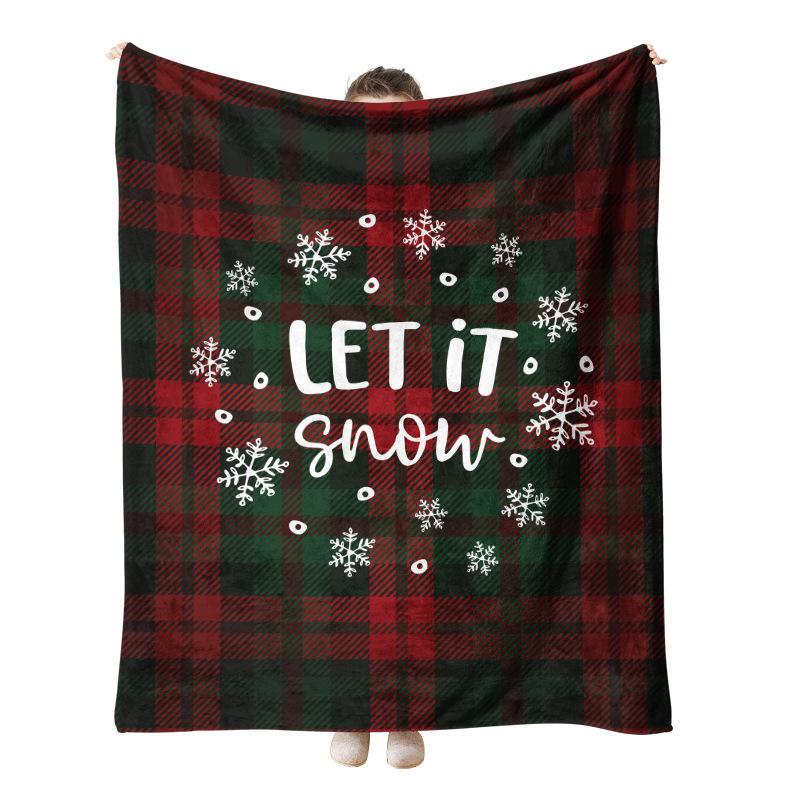 Christmas Checkered Pattern digital-printed polyester Bedroom velvet flannel soft sofa cover blanket Fleece soft sofa cover