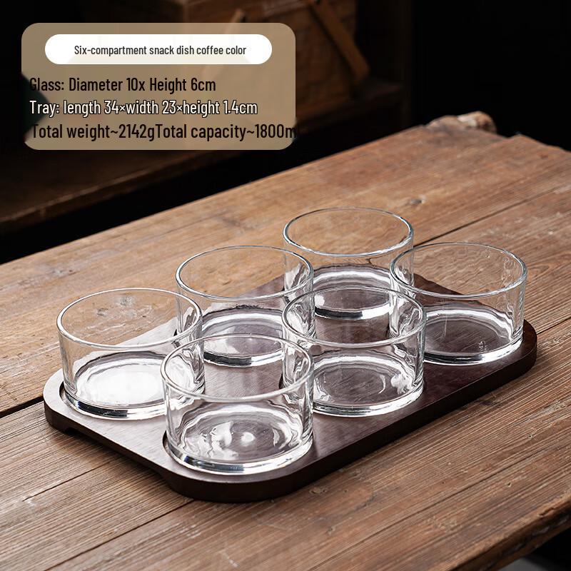 Simple Bamboo & Glass Divided Serving Plate
