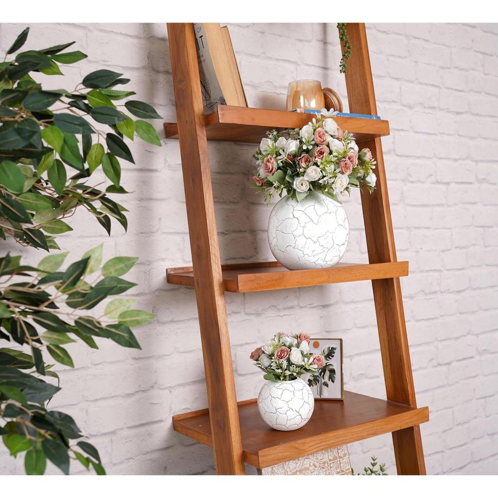 Metal Ball Vase for Home Decor|Round Flower Pot for Bedroom Living Room Office Wedding Birthday Anniversary Festival | Off-White