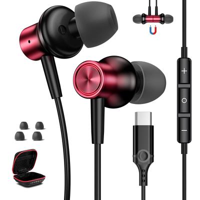 Wired Type-C Earphones with Mic, Built-in DAC Chip, HiFi Sound Quality, USB Type-C Earphones, Compatible with iPhone 1615, iPad Pro Air 45mini6, 10th