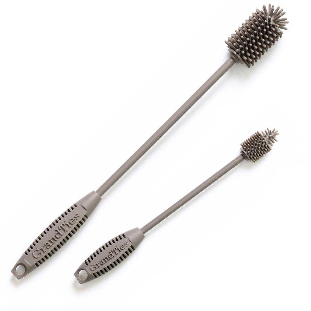 GrandTies Silicone Bottle Cleaning Brush Set Extra Long Bottle Brush for Narrow Neck Bottles, Water Bottles, Cups, Mugs, Blender Bottles, Tumblers,