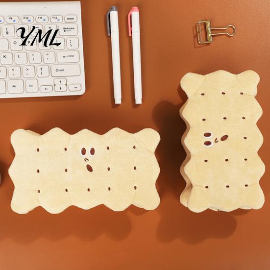 Unique Biscuit Design Pencil Pouch Cookie Shape Plush Stationery Bag, Soft Stuffed Trendy Aesthetic Desk Decor Case, Large Capacity Cosmetic