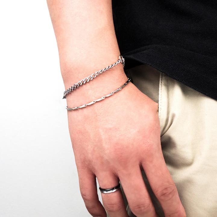 Glory_Arden [Unisex] Surgical Steel Diagonal Knot Chain Daily Bracelet / Ghmb-126