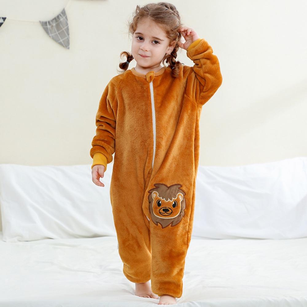 Kids Flannel Onesie Pajamas Cartoon Loungewear Christmas Costume Flannel Sleeping Bag Jumpsuit