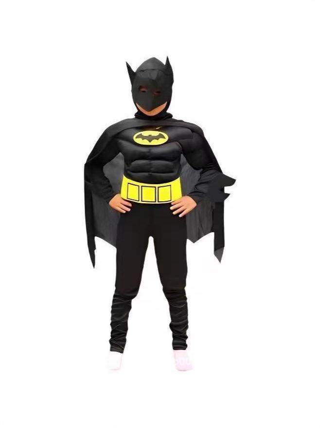 Kids' Black Batman Muscle Costume for Halloween Cosplay