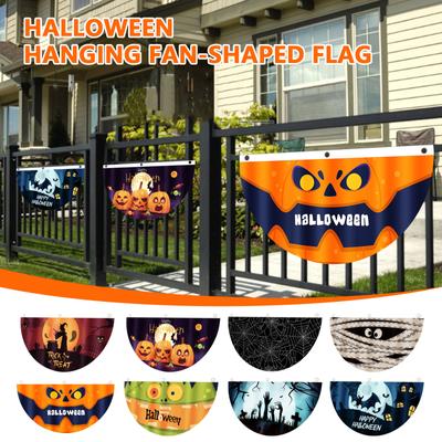 Halloween Decorations Outdoor Yard Fence Props Fence Pendant Fan Flag Hanging Decoration