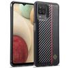 LC.IMEEKE For Samsung Galaxy A12 PU Leather Coated TPU+EVA Case Carbon Fiber Phone Cover