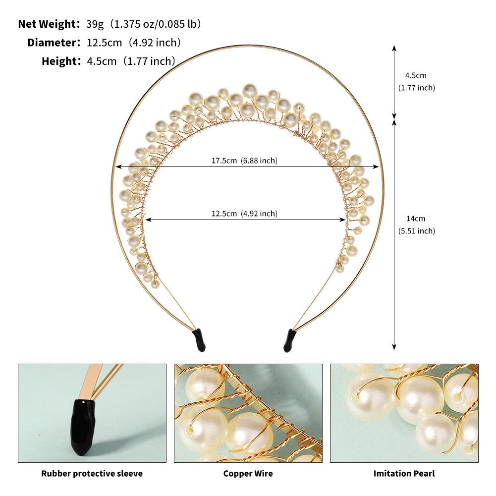 Vintage Lolita Virgin Mary Halo Tiara: Handmade Floral Pearl Headdress for Fashion Shows