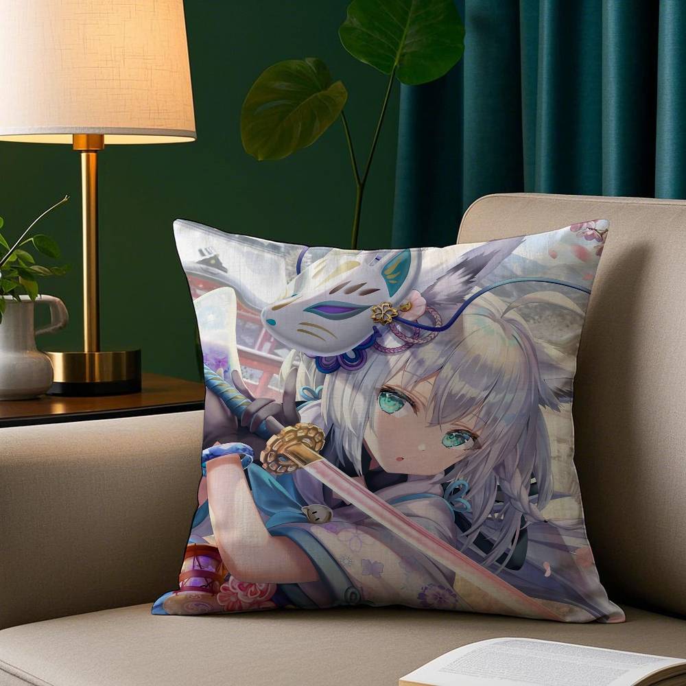 Anime Cute S-Shirakami Fubuki Pillow Case Plush Fabric Soft Pillowcase Double Sided Print Sofa Cushion Cover Throw