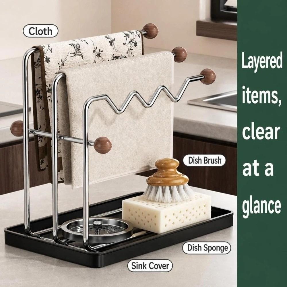 Drainage Tray Dishcloth Towel Holder Countertop Design Multifunctional Drying Rack  Home Kitchen