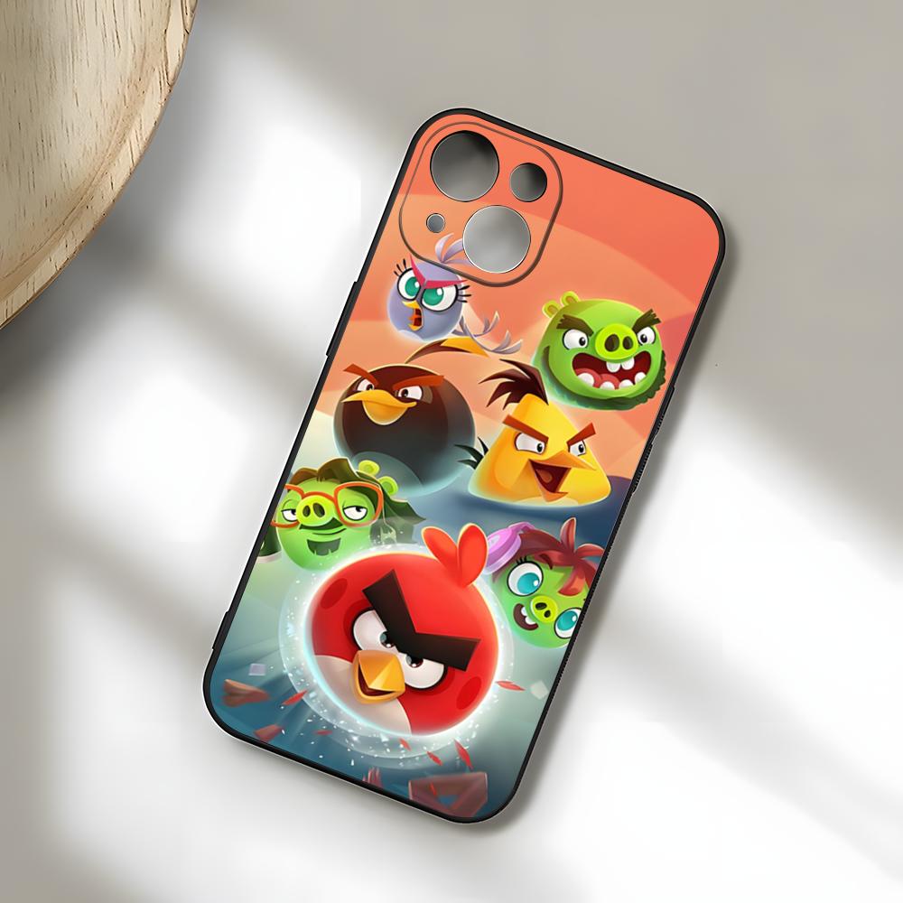 Cute A-Angry B-Birds Phone Case For IPhone 17 Pro Max 15 Pro 16 14 Plus 12 13 Mini 11 Pro Shockproof Soft Cover