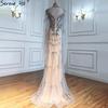 Golden luxury beads slim and thin queen aura annual meeting host elegant banquet evening dress dress LA11181