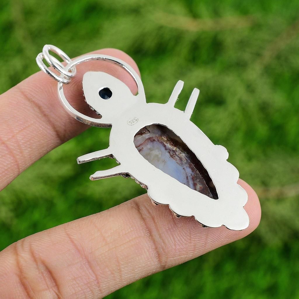 Anniversary Gift For Her Natural Rainbow Jasper Gemstone Pendant 925 Silver