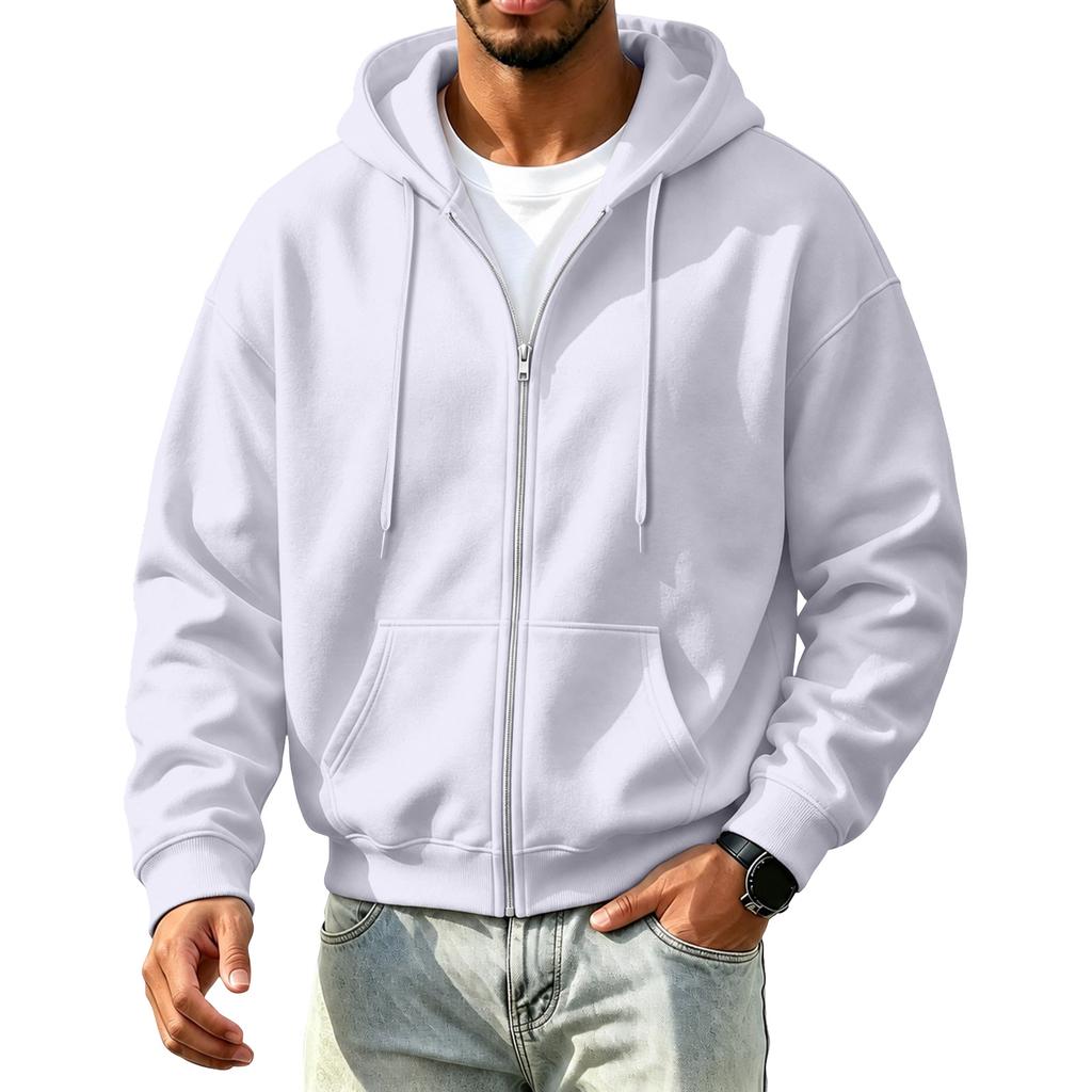 Men's Color Zip Up Hooded Sweatshirt for Winter