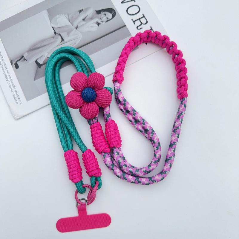 Universal Cartoon Flower Phone Lanyard Durable Crossbody Long Rope Adjustable Neck Strap for Outdoor Activities Gift