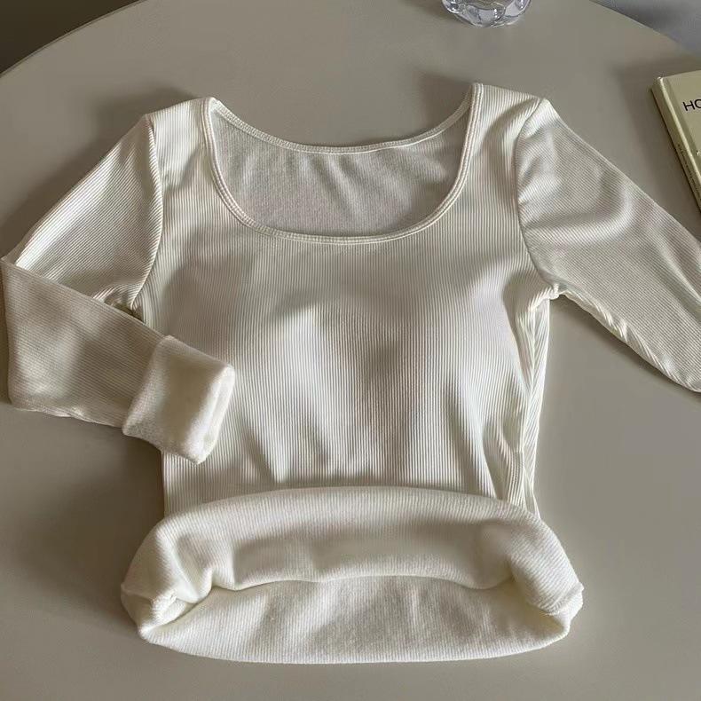 

Теплый базовый топ с длинным рукавом из флиса с начесом и нагрудными вкладышами One Size белый