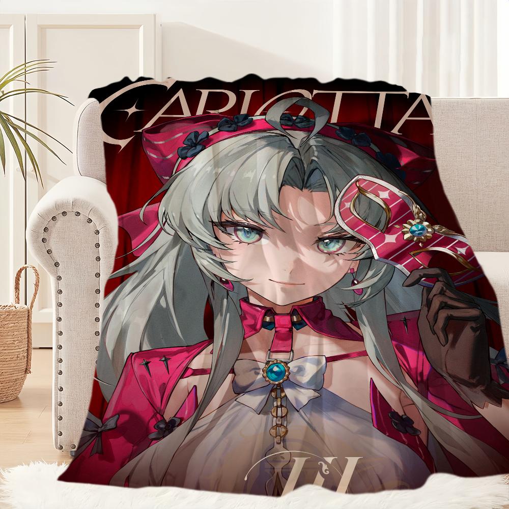 Game Wuthering Waves Carlotta Blanket Plush Nap Sofa Rug for Living Room Warm Office Bedroom Birthday Home Travel Kid Gifts