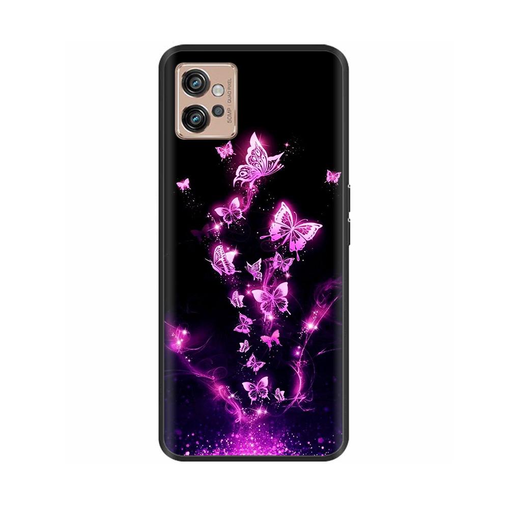 For Motorola Moto G32 Phone Case Heart-Butterfly Funda For Motorola Moto G32 MotoG32 Cover Protection Liquid Silicone Bumper