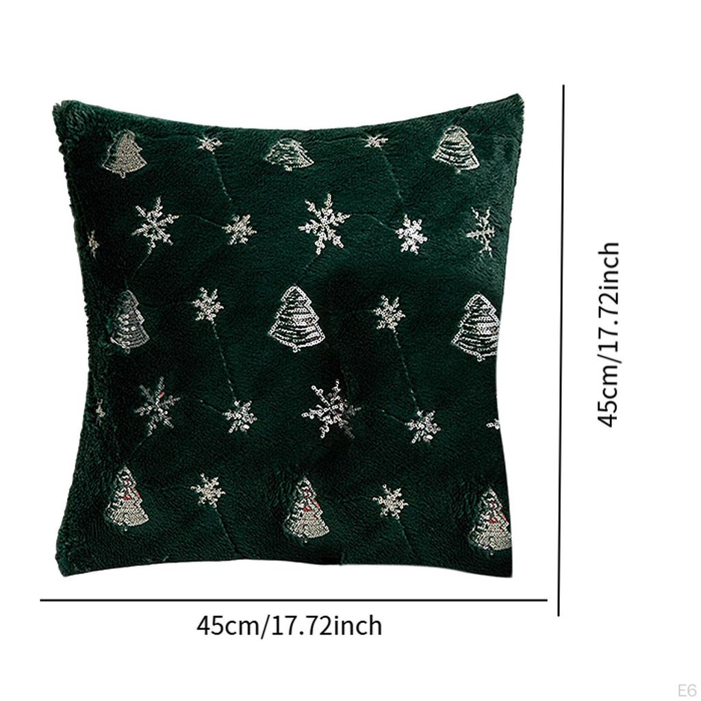 Christmas Theme Plush Pillow Case 18x18 Inch Washable for Living Room Coffee Shop