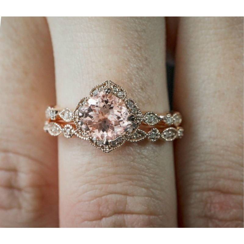 Charm Zircon Oval Crystal Bride Ring Rose Gold Plated Rhinestone Ring Wedding