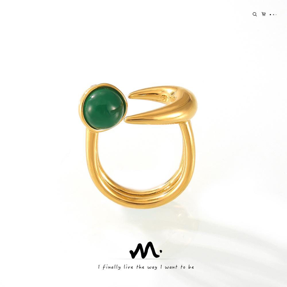 

Korean Hip Hop Double Layer Titanium Ring with Glass Stone