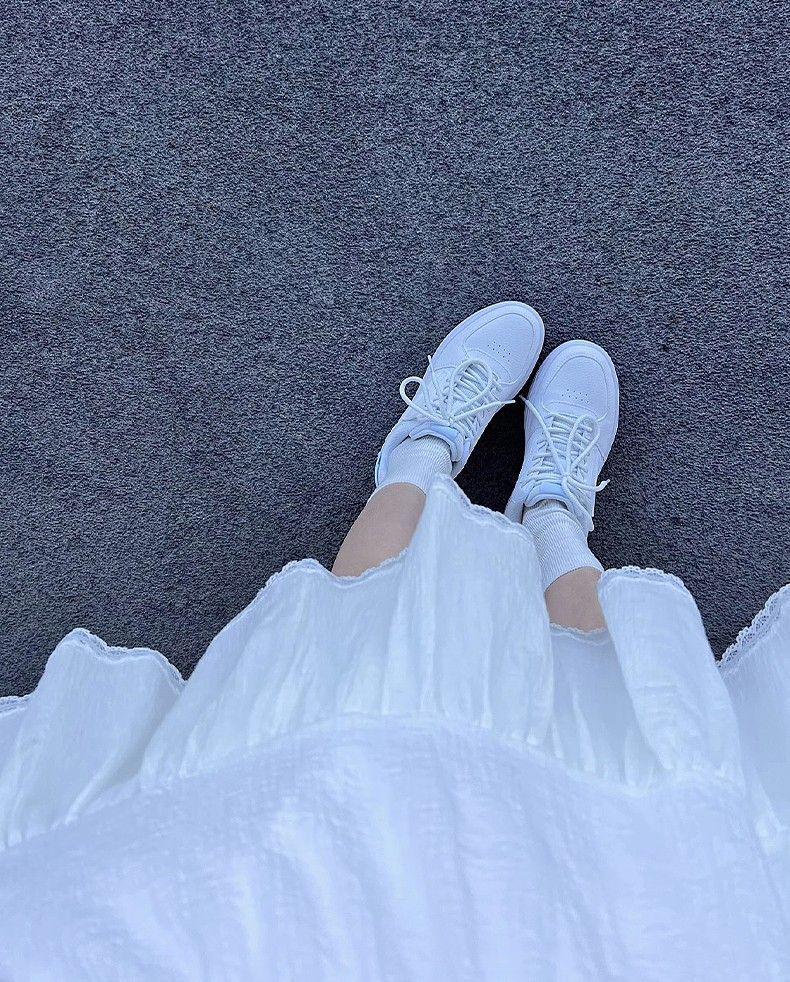 Women's French White Puff Sleeve Shirt Dress - Petite & Tall, Long Sleeve, Spring/Autumn Holiday Style