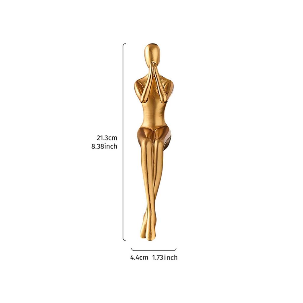 Metal-Finish Abstract Human Statue Minimalist Sculptures Contemporary Figurines