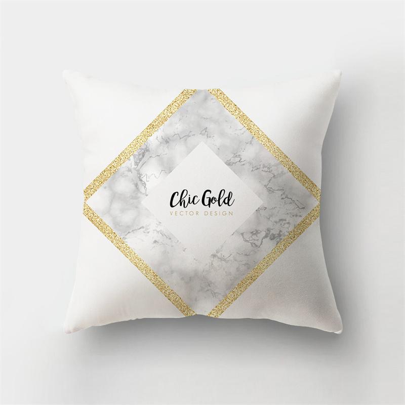 45x45cm Abstract Geometric Print Cushion Cover Marble Pillow Cover Polyester Short Plush Patchwork Sofa Home Decor Cushion Cover