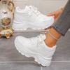 Fashion Black White Chunky Platform Sneakers for Women 2025 Autumn Thick Bottom Dad Shoes Woman PU Leather Height Increase Sneakers 42