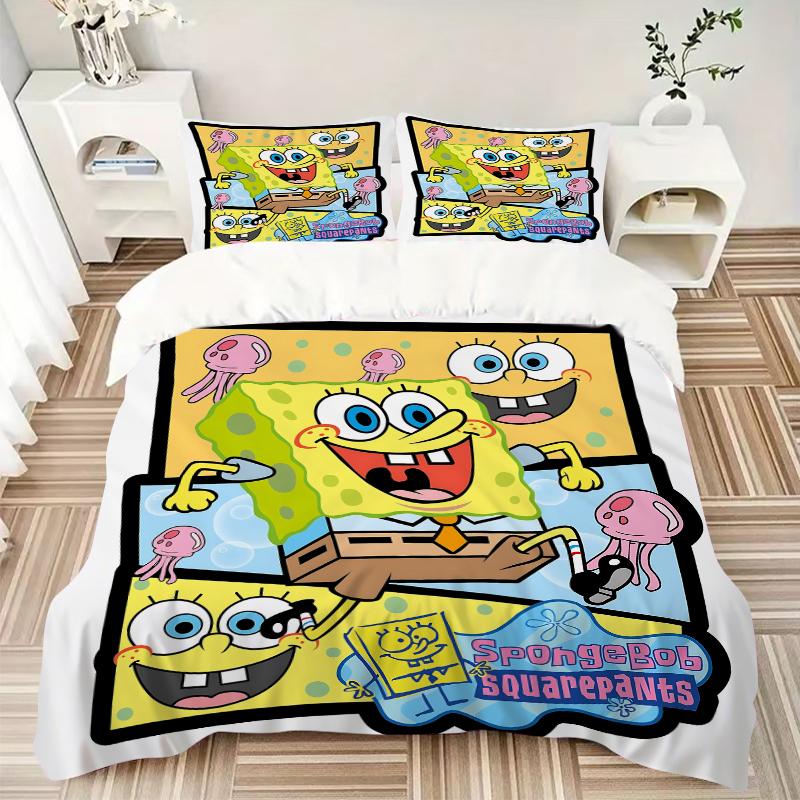 3Pcs Spongebob Squarepants Adventure Bedding Sets For All Sizes New 3D Printed Bed Cover Comforter Duvet Cover Pillowcase Bedroom Decoration