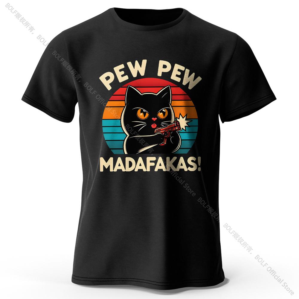 Cute Hand-Drawn Cat Doodle Print 100% Cotton T-Shirt, Ultra Soft Round Neck Short Sleeve Tee for Men & Women