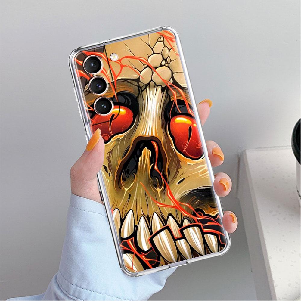 Samurai Oni Mask Cool Clear Case For Samsung Galaxy S22 S20 FE S21 S10 S9 Plus Note 20 Ultra 10 Lite Transparent Phone Shell