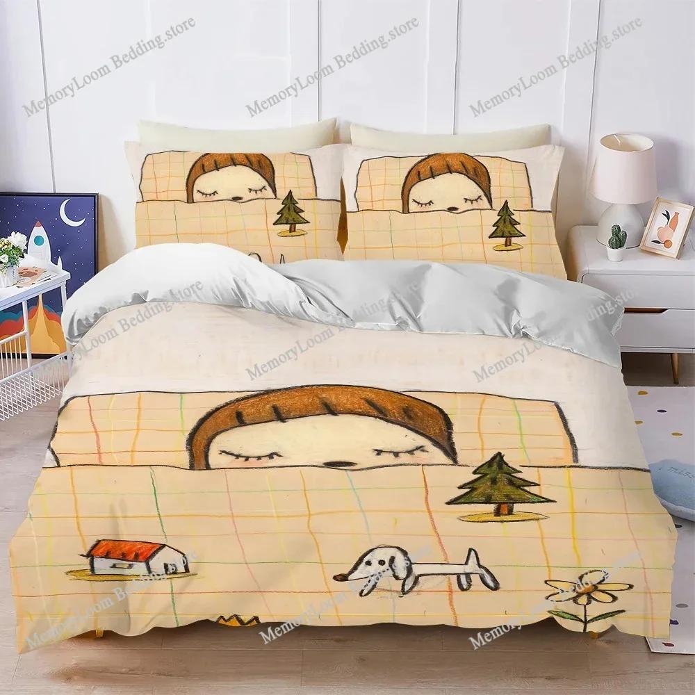 Art Yoshitomo Nara Duvet Cover Set Home Style Bedding Soft Laundry Cotton Bed Four Seasons Student Dormitory Home Textileextile0